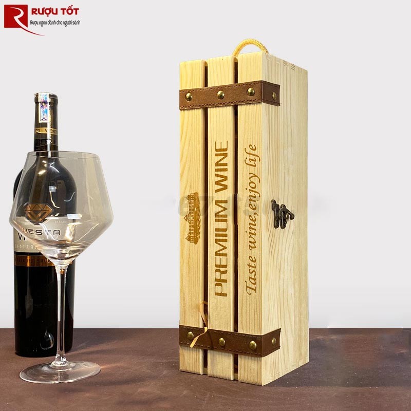 Hộp gỗ đựng rượu có nan