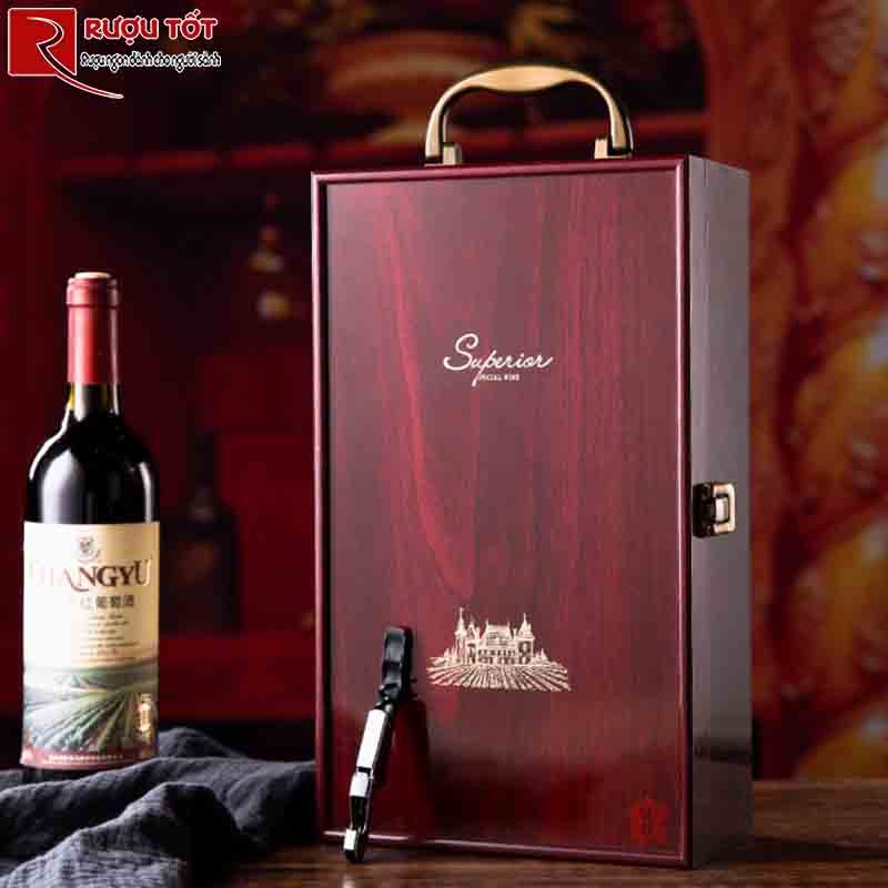 Hộp gỗ đựng rượu sơn mài 2 chai