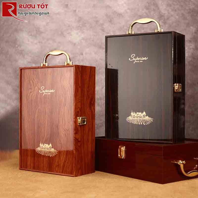 Hộp gỗ đựng rượu sơn mài đôi giá tốt