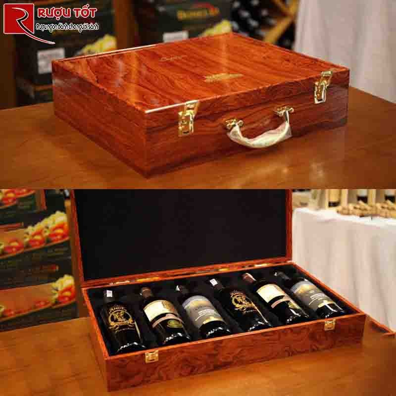 hộp gỗ đựng rượu vang 6 chai