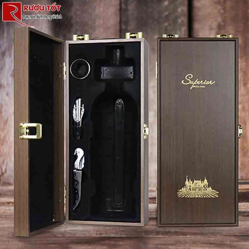 Hộp gỗ rượu sơn mài 1 chai