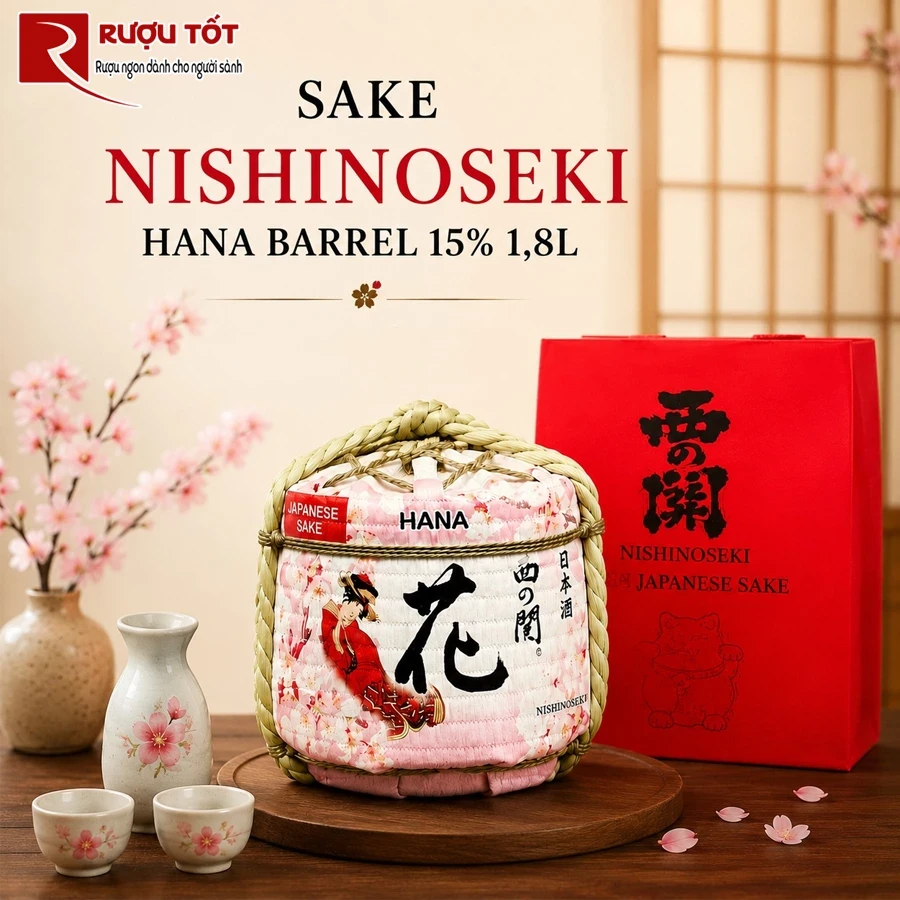 Rượu Sake Nishinoseki HANA Barrel 1800ml