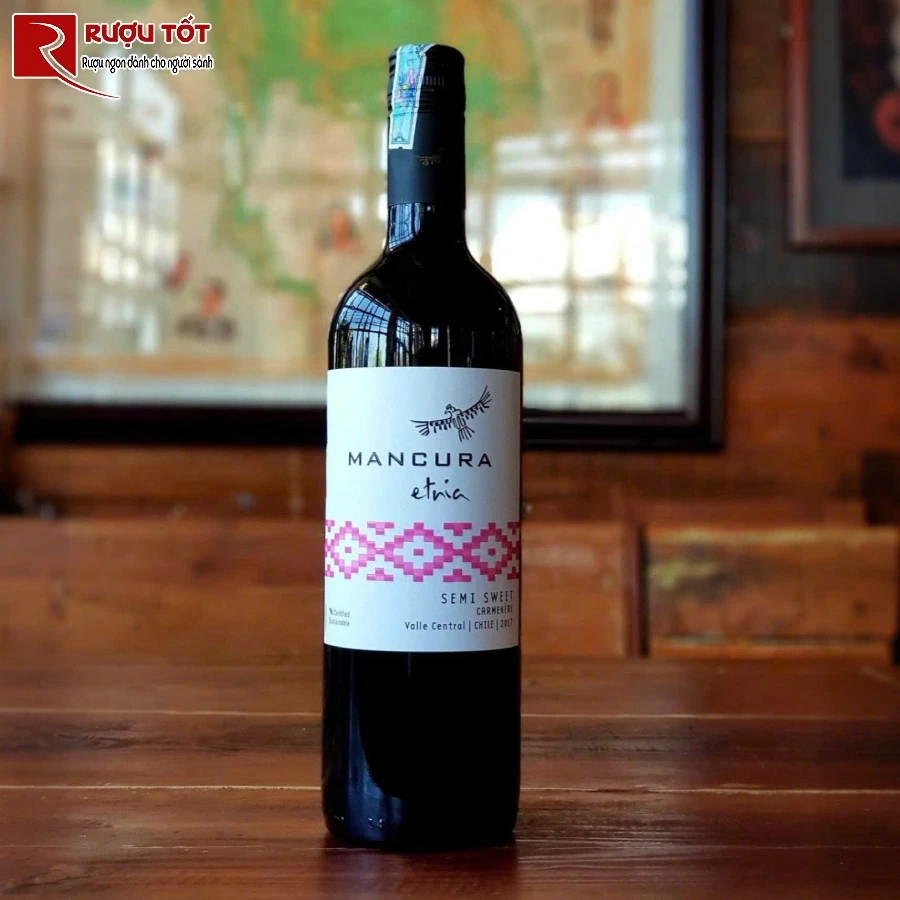 ruou mancura etnia semi sweet carmenere 13% 750ml chile