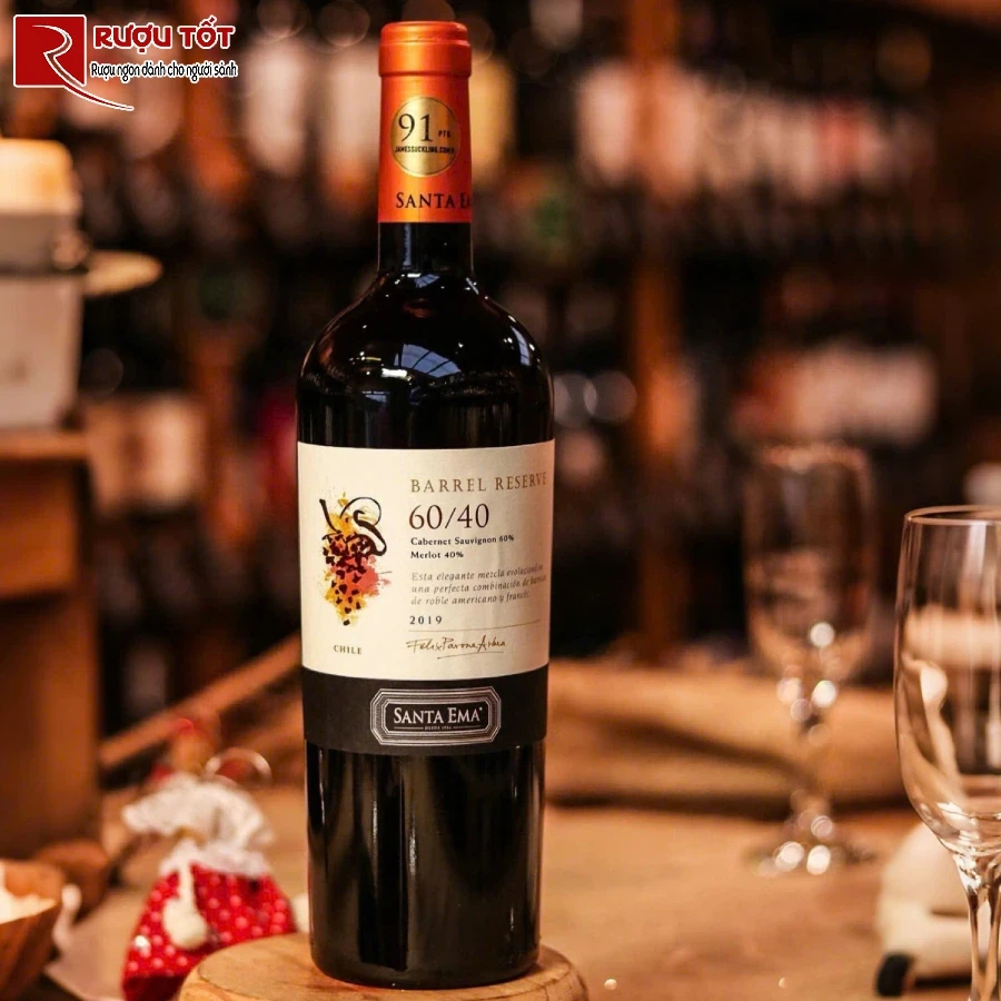 ruou vang chile barrel reserve 60 40 santa ema gia tot