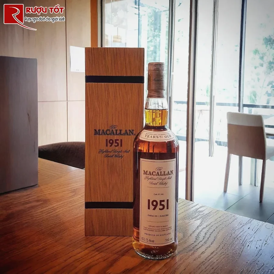 ruou macallan 1951 fine and rare no 644 52,3% 700ml co dien quy hiem