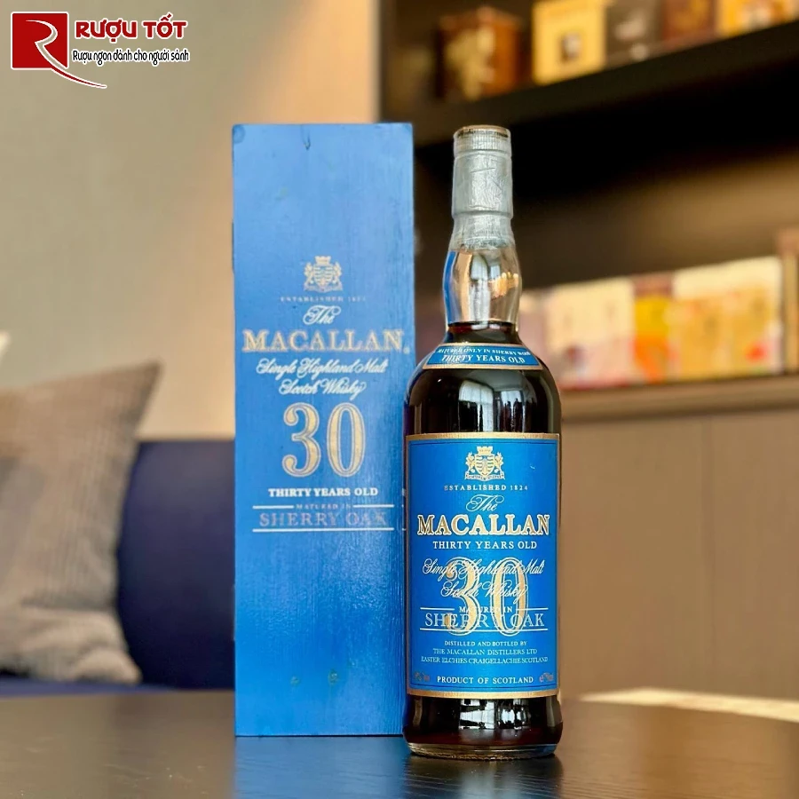 ruou macallan 30 sherry oak blue label 700ml 43% dang cap