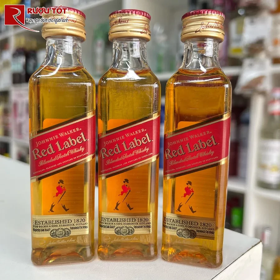 Ruou whisky Red Label 5cl 