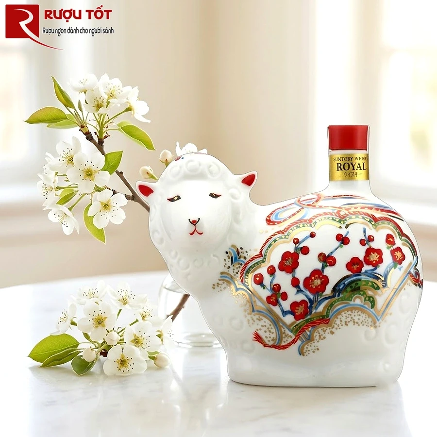 Rượu linh vật dê Sứ Suntory Whisky Royal Nhật Bản