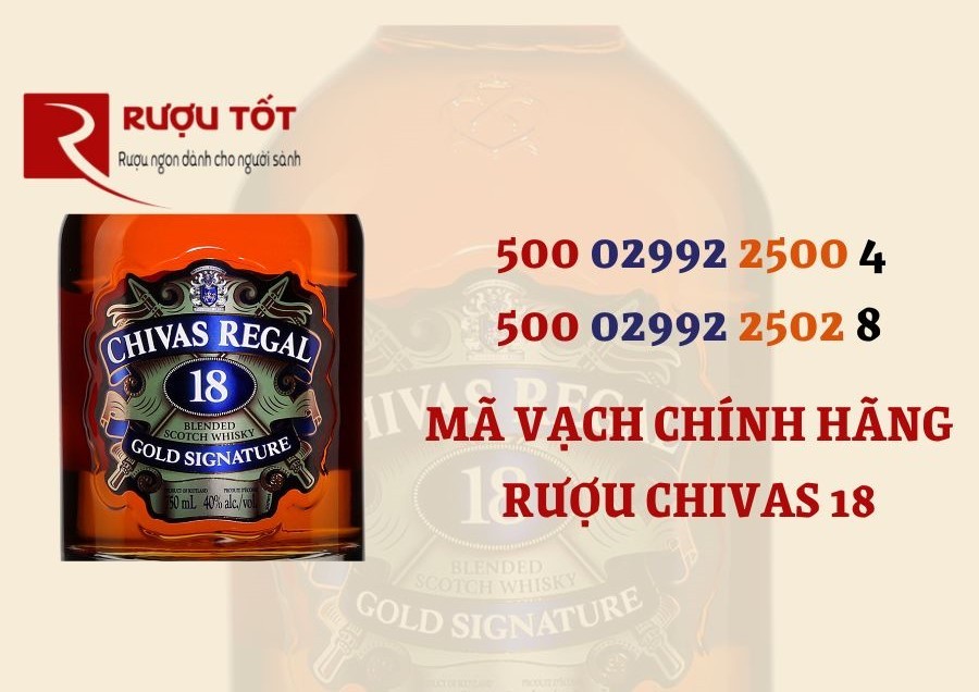 5000299225004 - 5000299225028 Mã vạch chính hãng rượu chivas 18