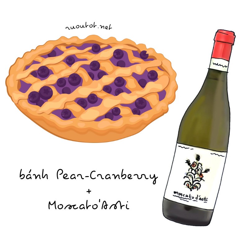 Bánh Pear-Cranberry và rượu vang Moscato'Asti