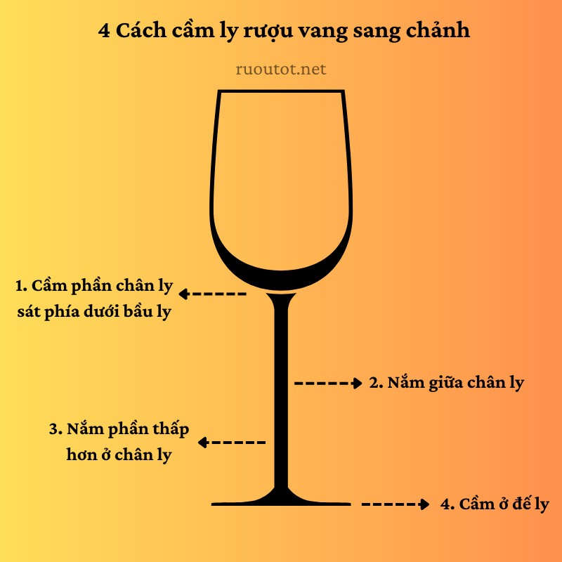 Cách cầm ly rượu vang chuẩn