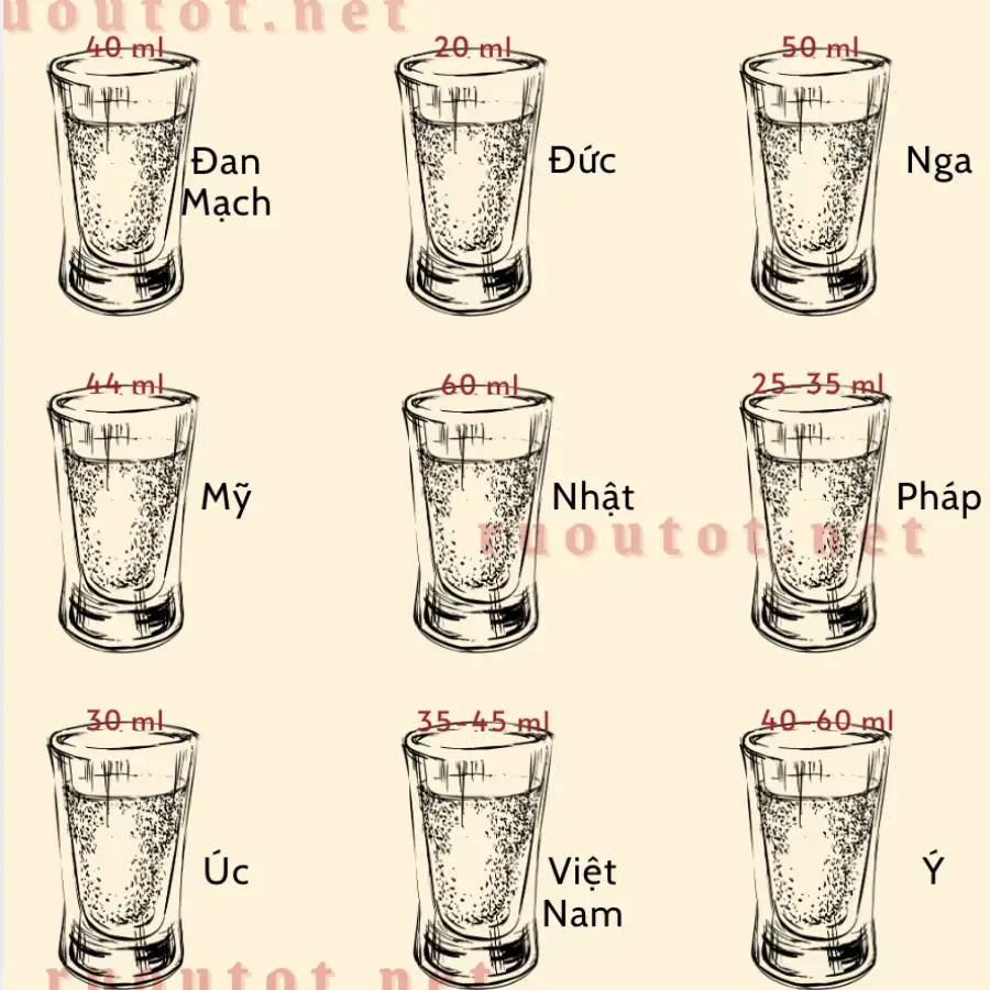 dung tích 1 shot rượu