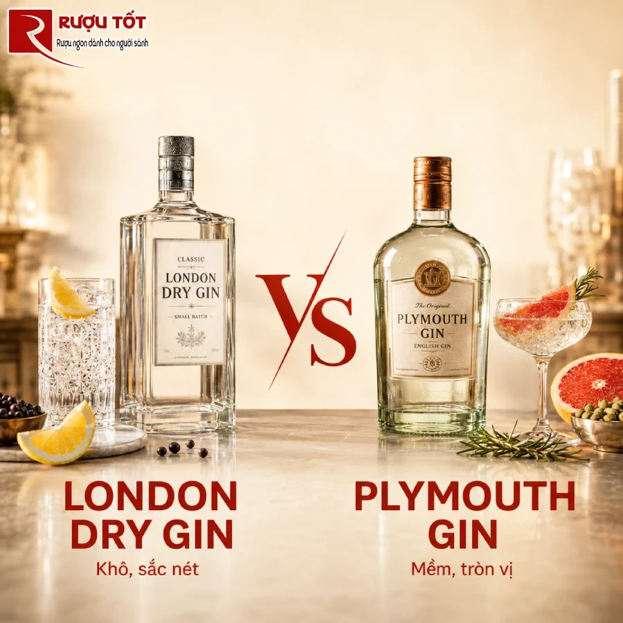 khac biet london dry gin va ruou gin plymouth
