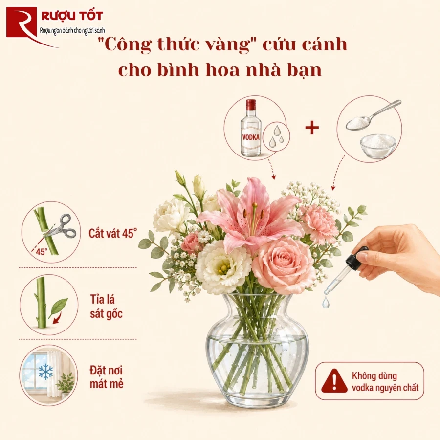 ruou vodka co thuc su giup hoa tuoi lau hon