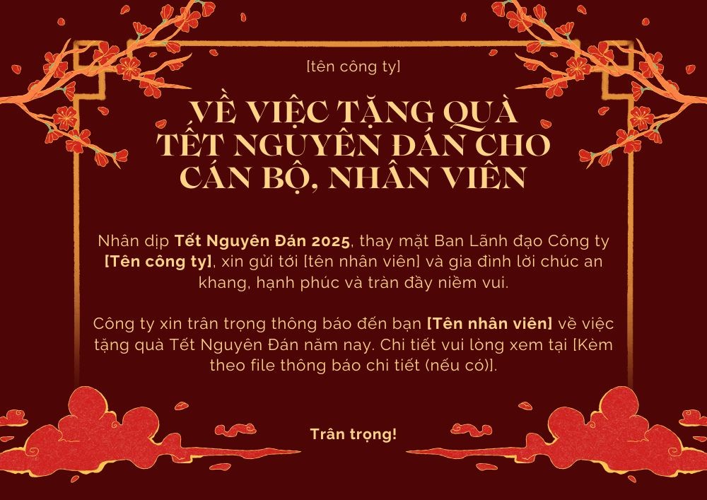 thông báo tặng quà tết cho nhân viên 14