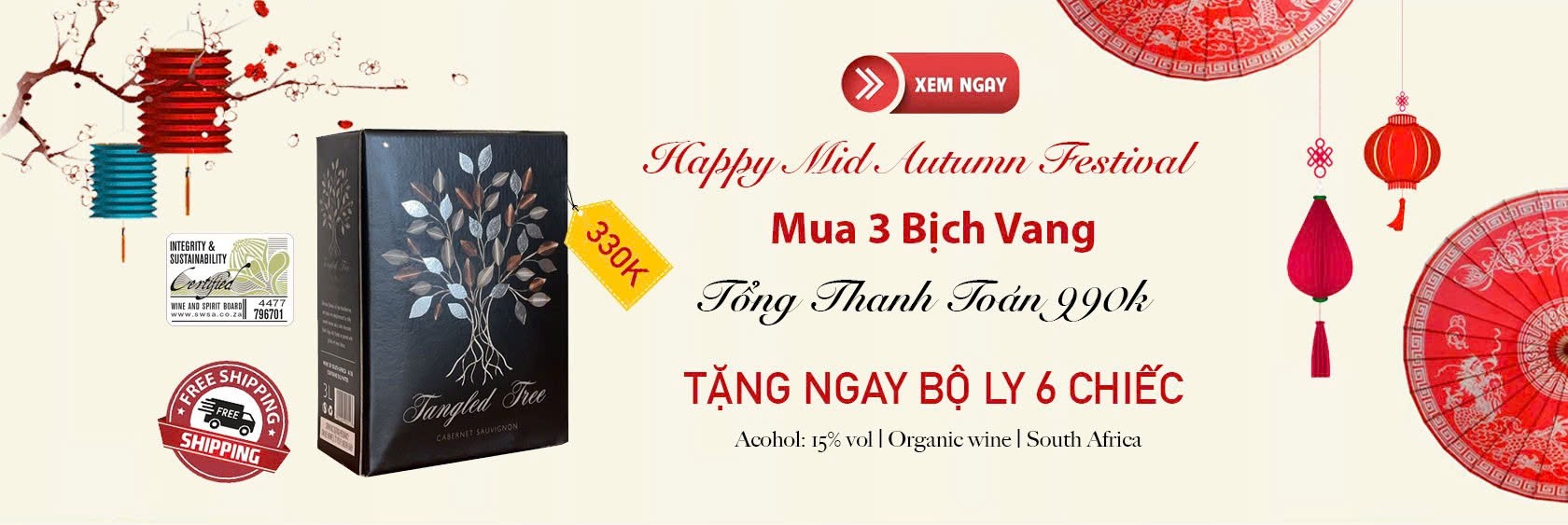 Khuyến mãi mua vang bịch tặng ly vang cao cấp