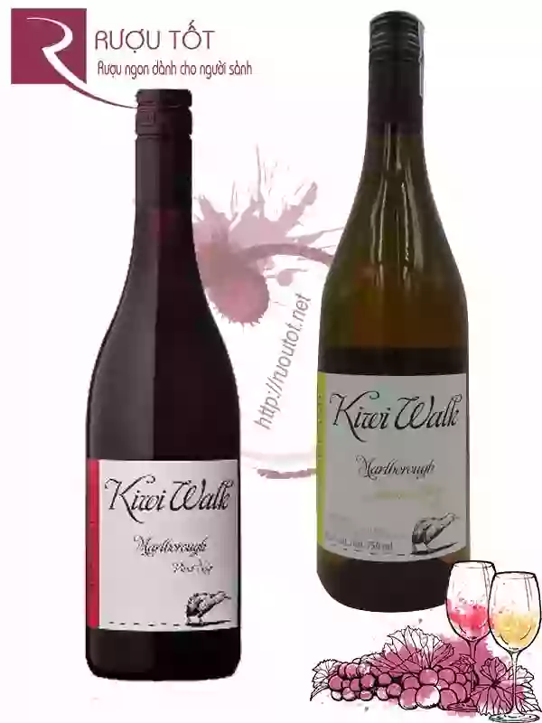 Rượu vang Kiwi Walk Marlborough (đỏ-trắng) Thượng hạng