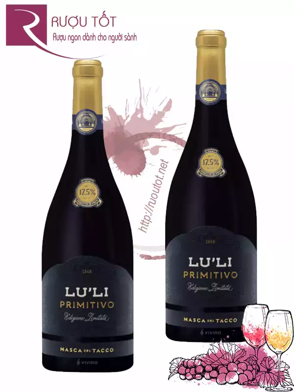 Vang Ý LuLi Primitivo Edizione Limitata Masca Del Tacco 17,5%