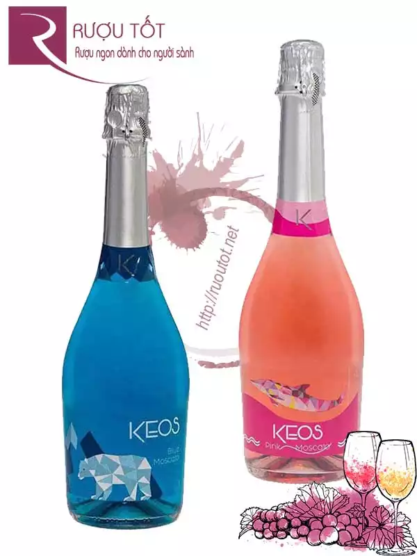 Vang nổ KEOS Moscato Blue - Pink - vang nổ cá heo