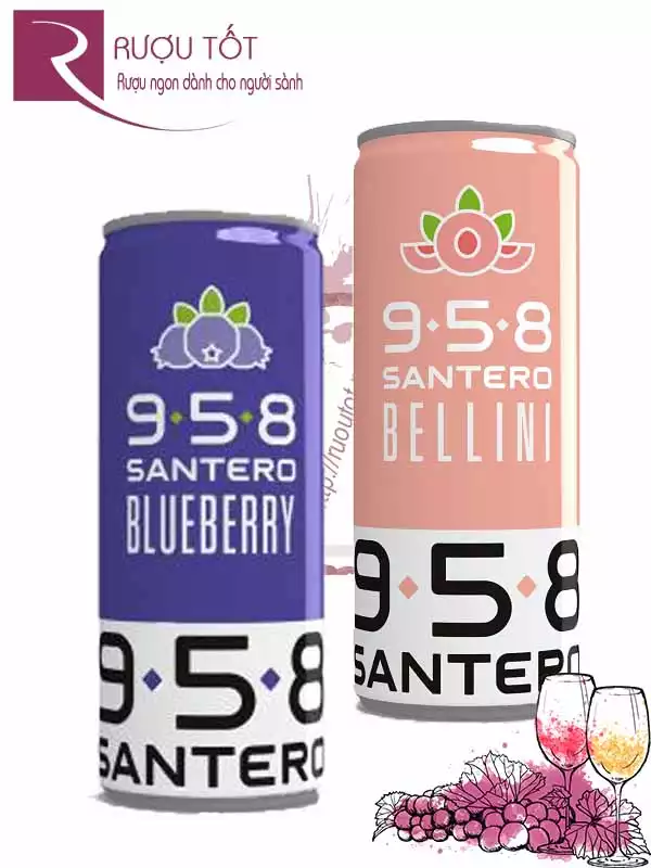 Cocktail Ý 9.5.8 Santero Blueberry dạng lon nhiều vị hấp dẫn