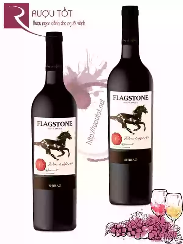 Rượu vang Flagstone Dark Horse Shiraz Stellenbosch hình chú ngựa