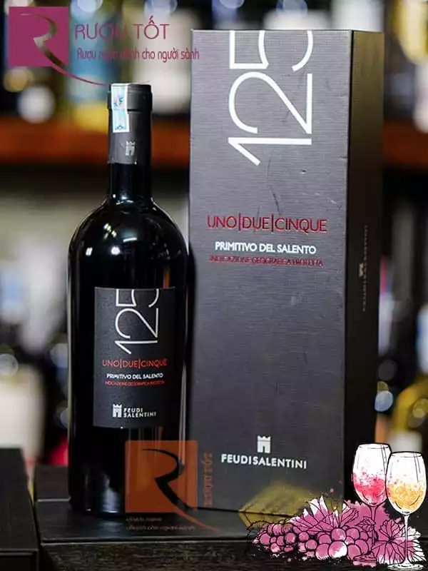 Rượu vang 125 Primitivo hộp quà