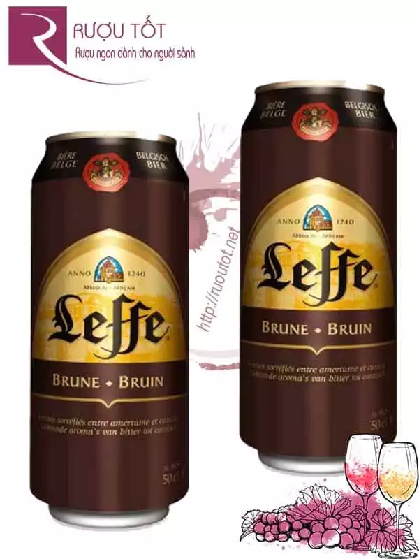 Bia lon Leffe nâu brune Bỉ 500ml 6,5%