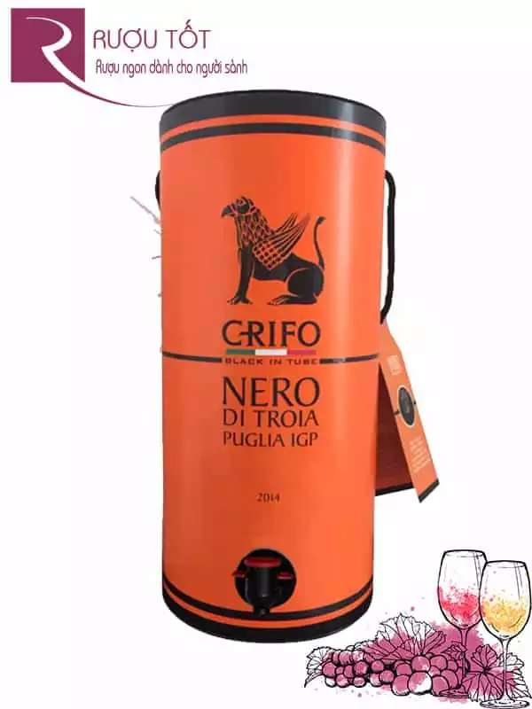 Vang Ý Crifo Nero Di Troia Puglia IGP (Bịch ống 3L) chính hãng