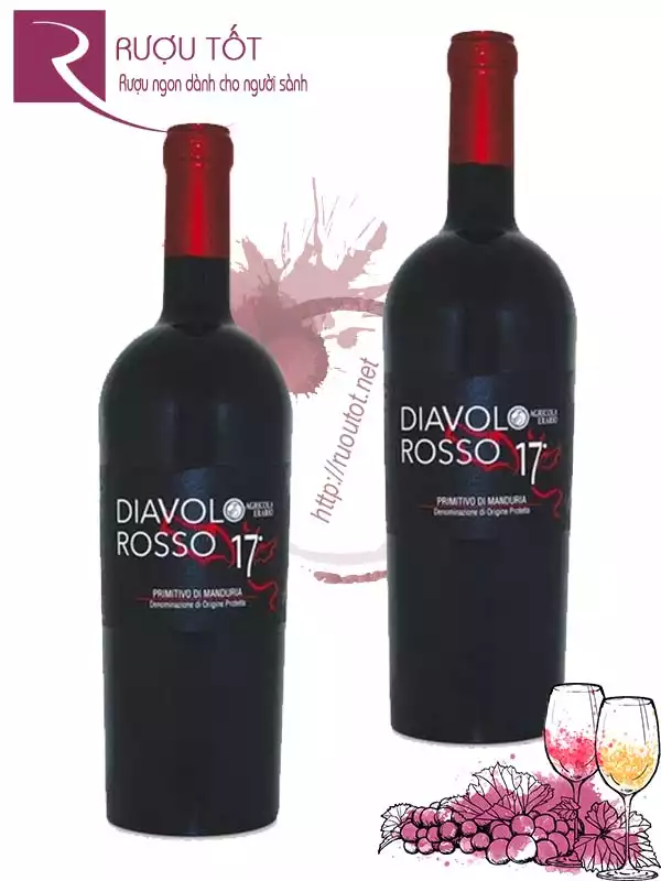 Vang Ý 17 độ Diavolo Rosso Primitivo di Manduria Thượng hạng