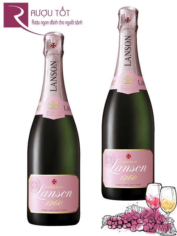 Rượu Champagne Lanson Rose Label Brut Chính hãng