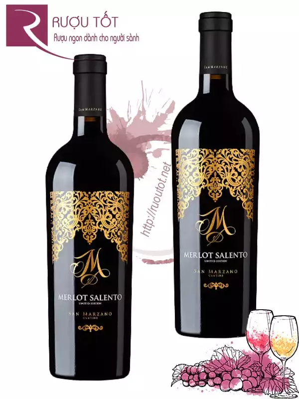 Rượu Vang M Limited Merlot Salento - Vang chữ M