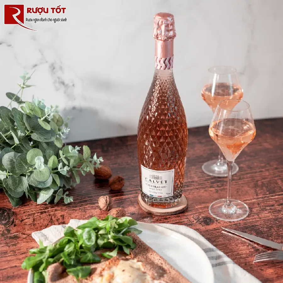ruou vang calvet celebration brut rose 750ml 11,5% nhap khau phap