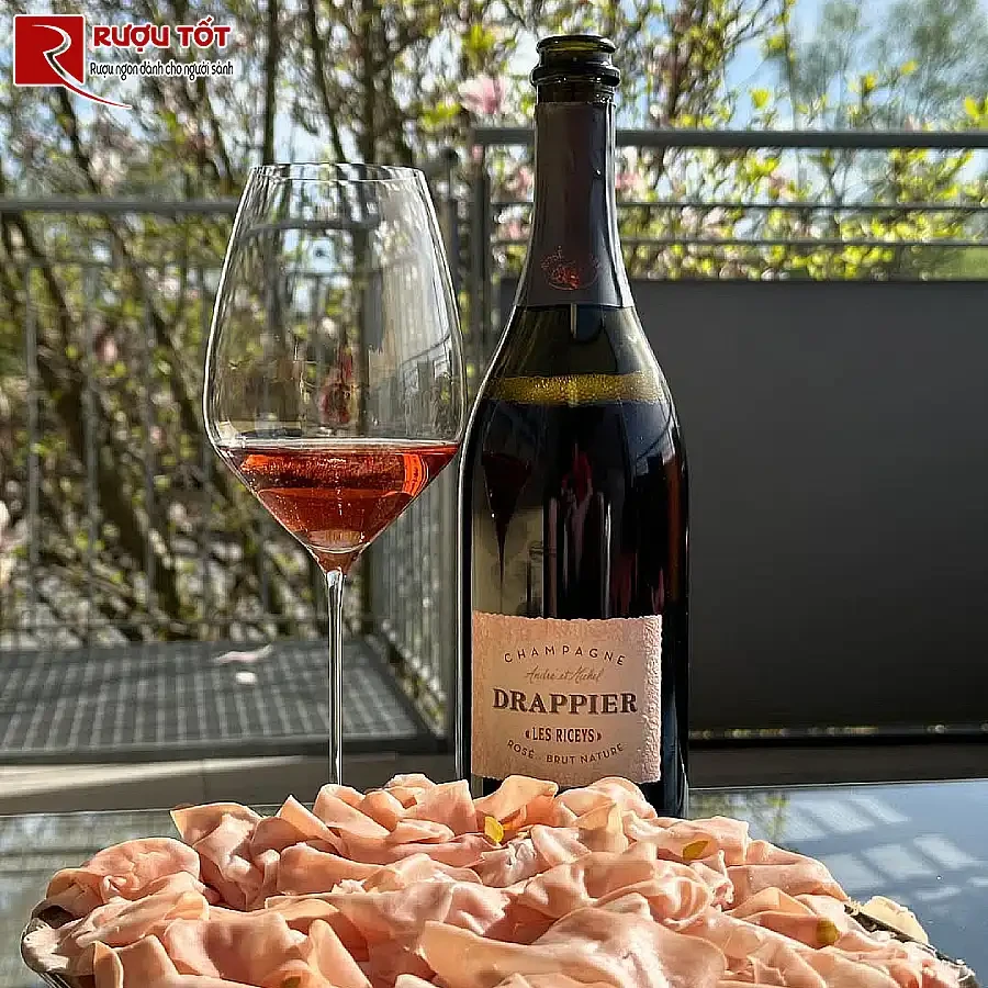 ruou vang champagne drappier les riceys rose brut nature gia tot