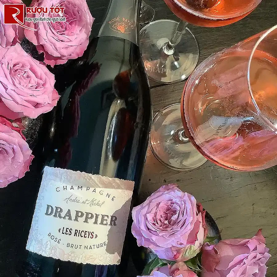 ruou vang champagne drappier les riceys rose brut nature thuong hang