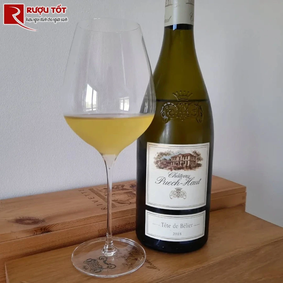 ruou vang chateau puech haut tete de belier blanc uy tin