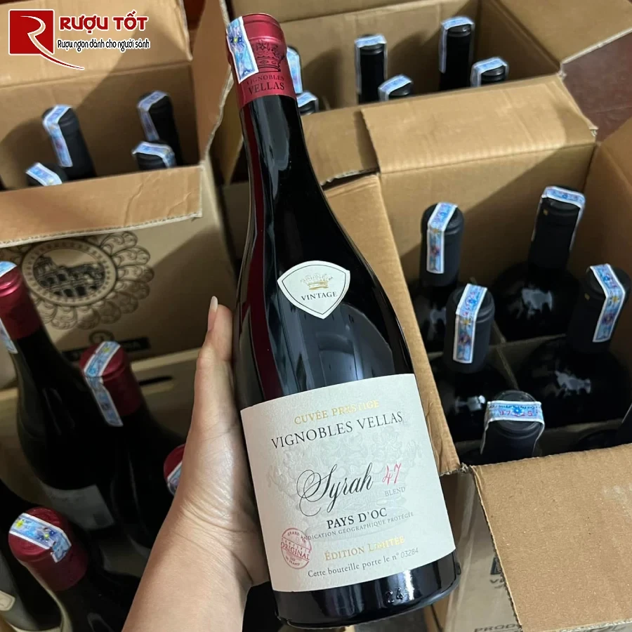 ruou vang vignobles vellas syrah 47 cuvee prestige