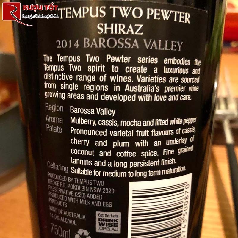 Hương vị chai vang Tempus Two Pewter Shiraz Barossa