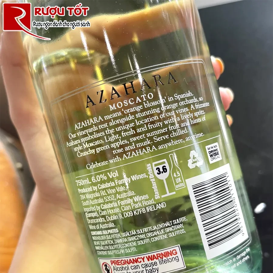 Rượu vang Azahara Sparkling Moscato