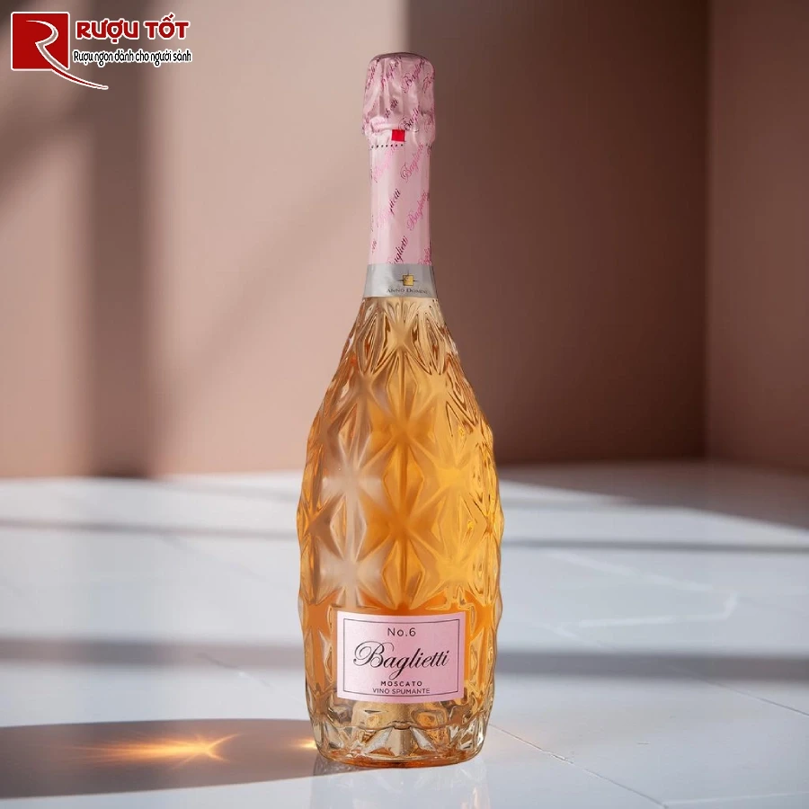 ruou baglietti no 6 moscato rose 6,5% 750ml ngot nhe de uong