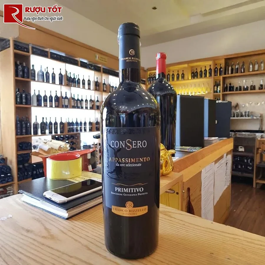 ruou consero appassimento primitivo 15% 750ml dam da huong vi