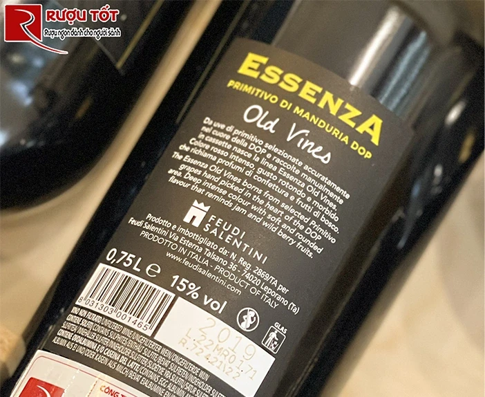 Rượu đỏ 100 ESSENZA Primitivo di Manduria