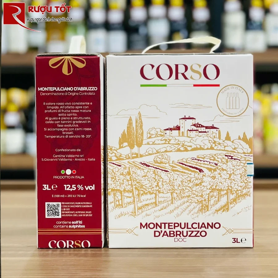 ruou vang bịch corso montepulciano 12,5%