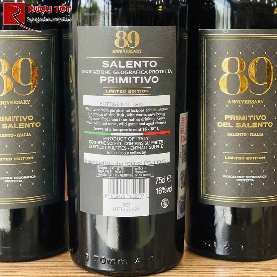 Rượu vang đỏ 89 Primitivo