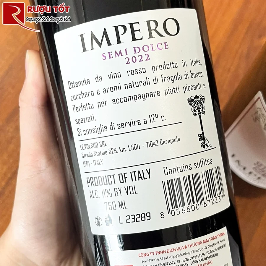 Rượu vang Impero Semi Dolce