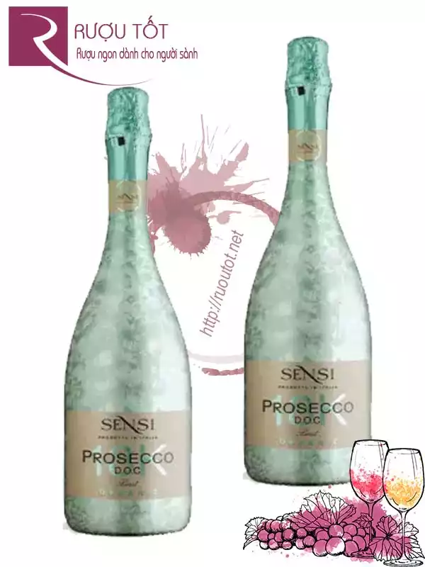 Rượu vang Sensi 18K Prosecco Organic - Vang nổ lấp lánh