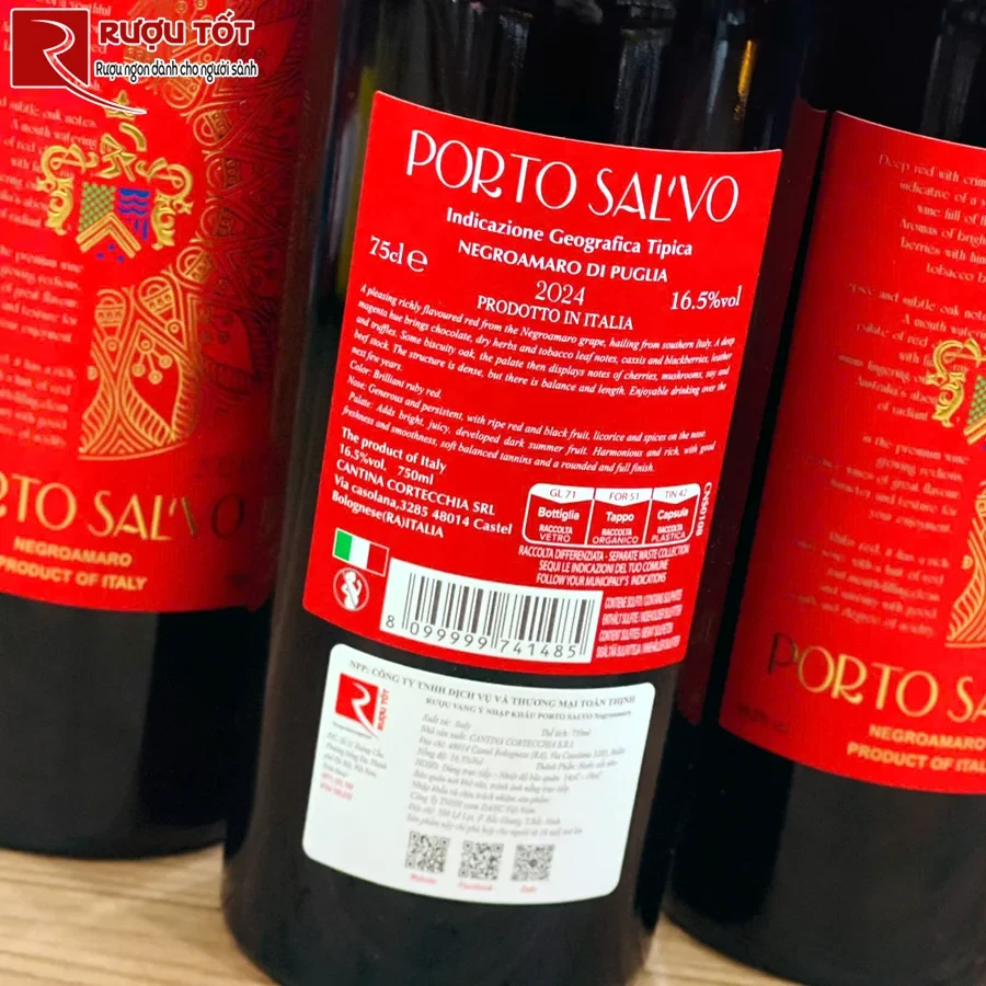 Rượu vang Ý Porto Salvo Negroamaro