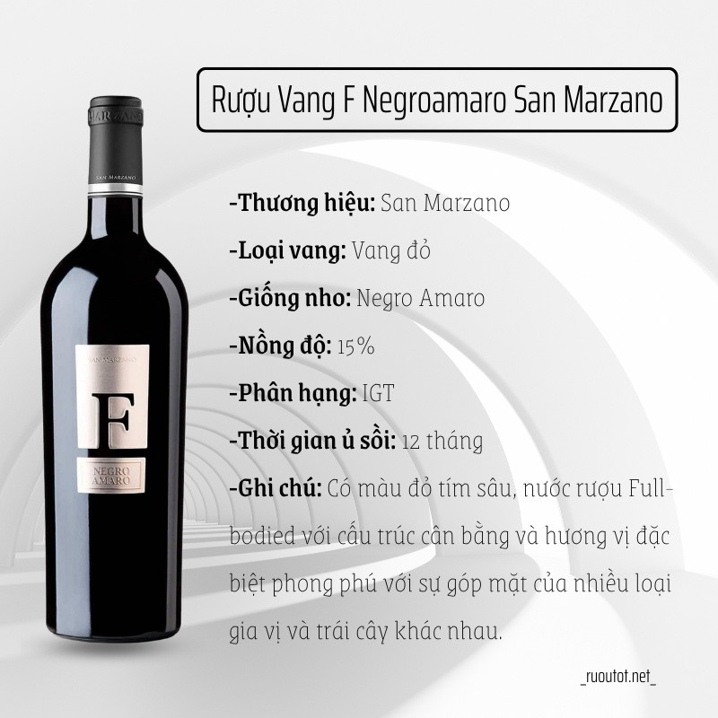 Thông tin tổng quan về rượu vang F Negro Amaro