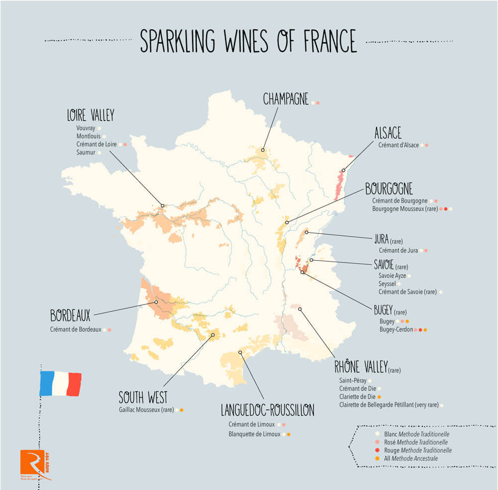 Rượu vang sủi bọt của Pháp theo vùng