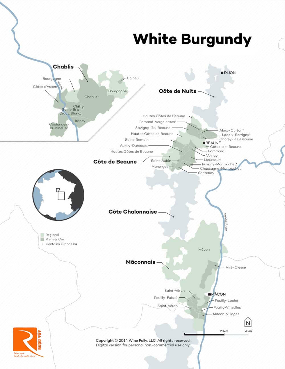 Bản đồ rượu vang Burgundy