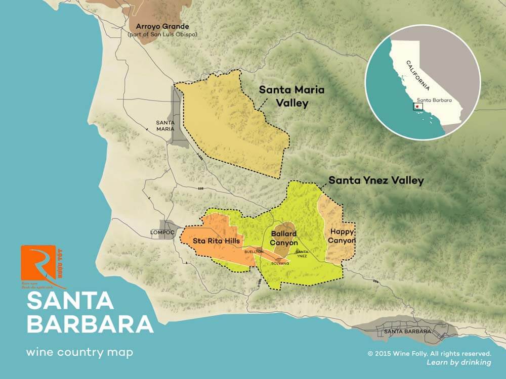 Các vùng rượu vang chính thức của Santa Barbara